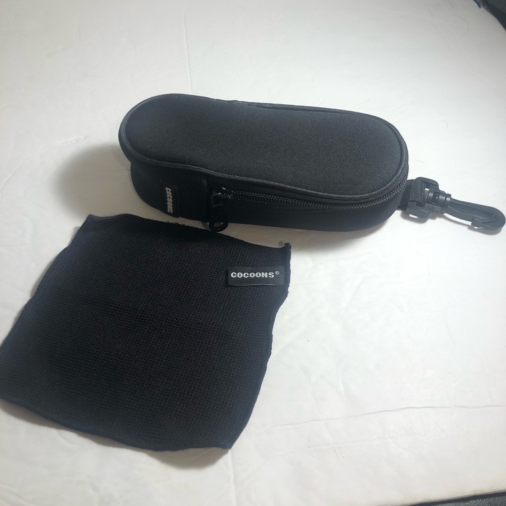 Cocoons Black Sunglasses Soft Zippered Case with Cleaning Cloth Clip & Belt Hook